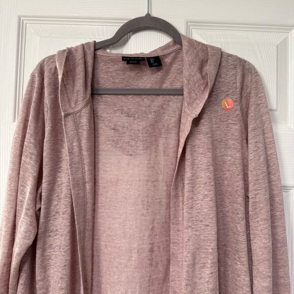 Tahari Women's Mauve100%Linen Hooded Open Front Light Jacket Top Size Large - Picture 2 of 13